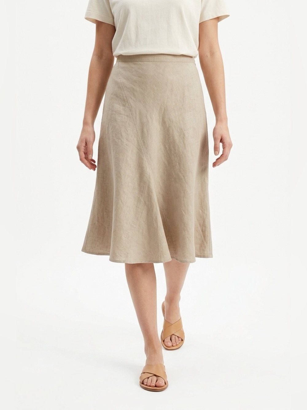 Oxmo linen blend gored skirt